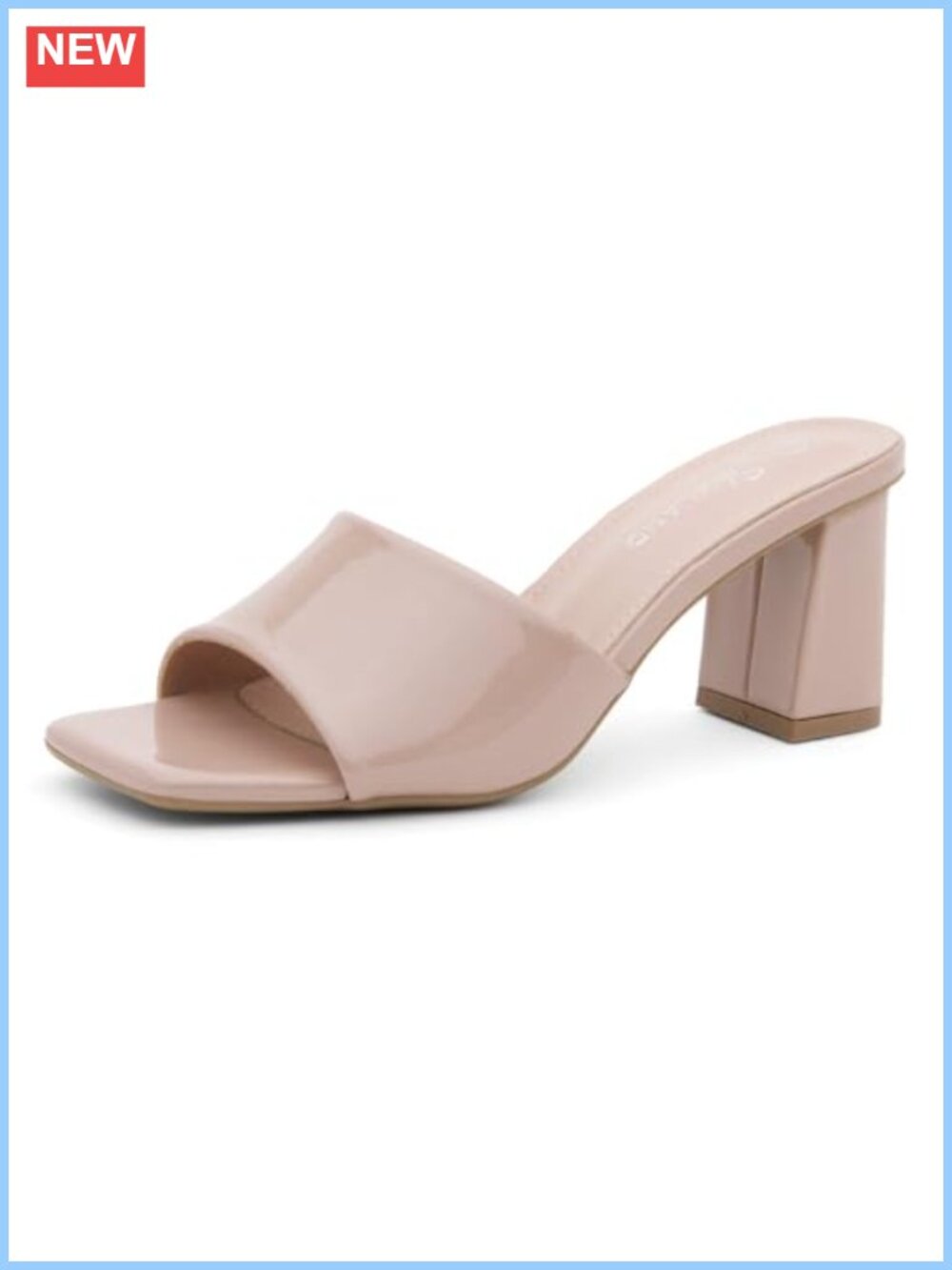 Chunky Block Heel Square Open Toe Slip-On Mule Sandals for Women 3 Inch Dress